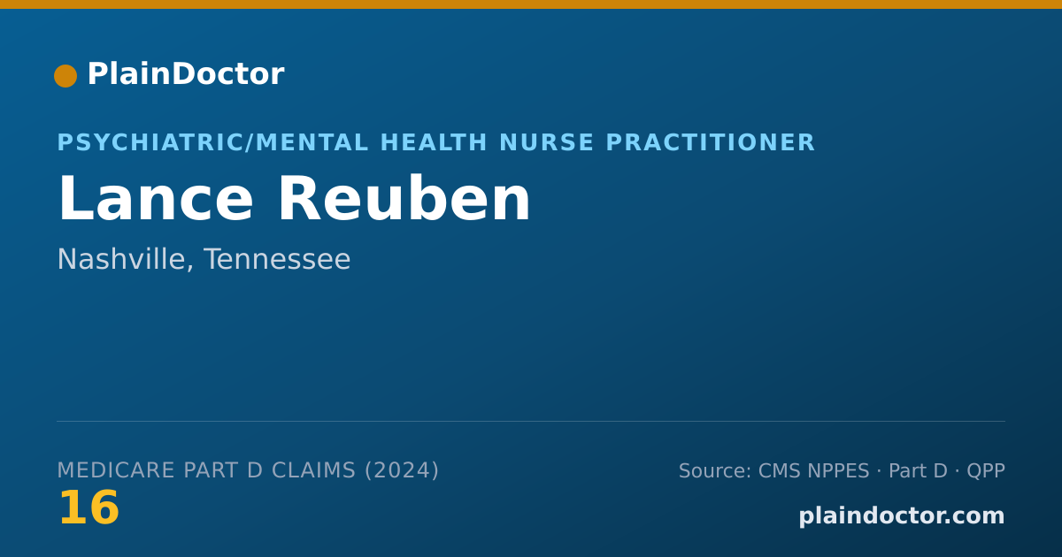 Shareable card for Lance Reuben - Psychiatric/Mental Health Nurse Practitioner, Nashville, TN