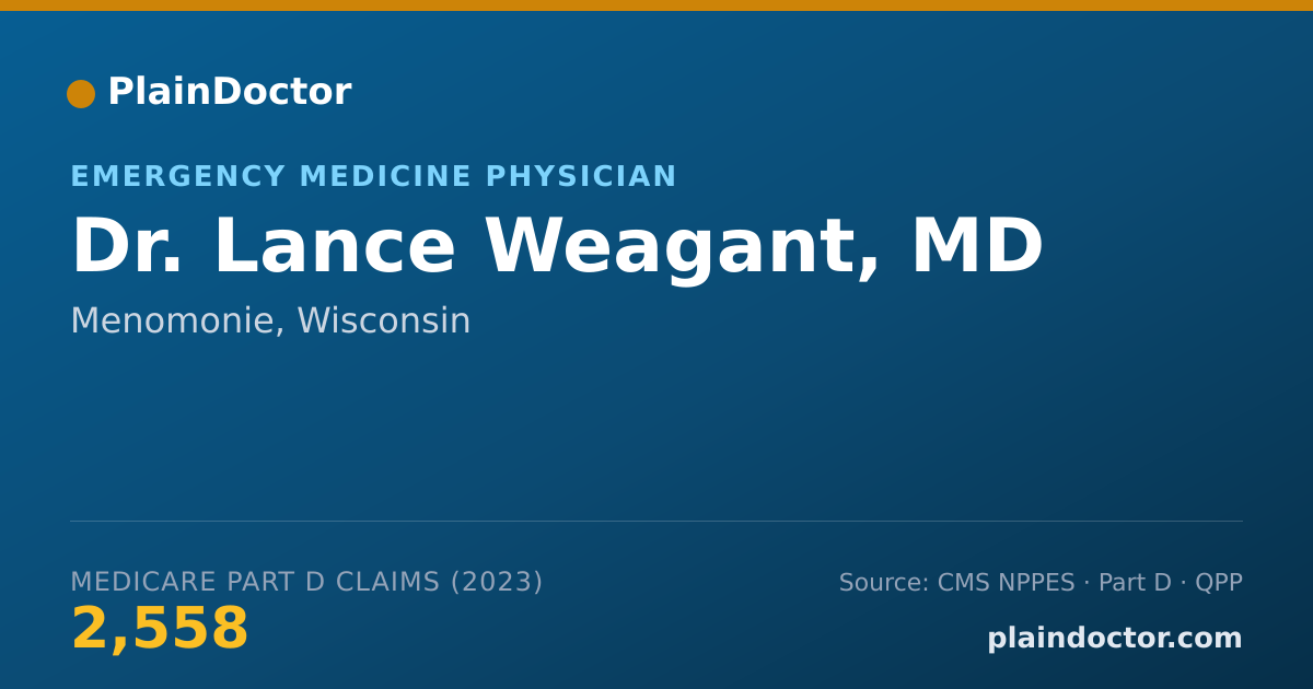 Shareable card for Lance Weagant, MD - Emergency Medicine Physician, Menomonie, WI