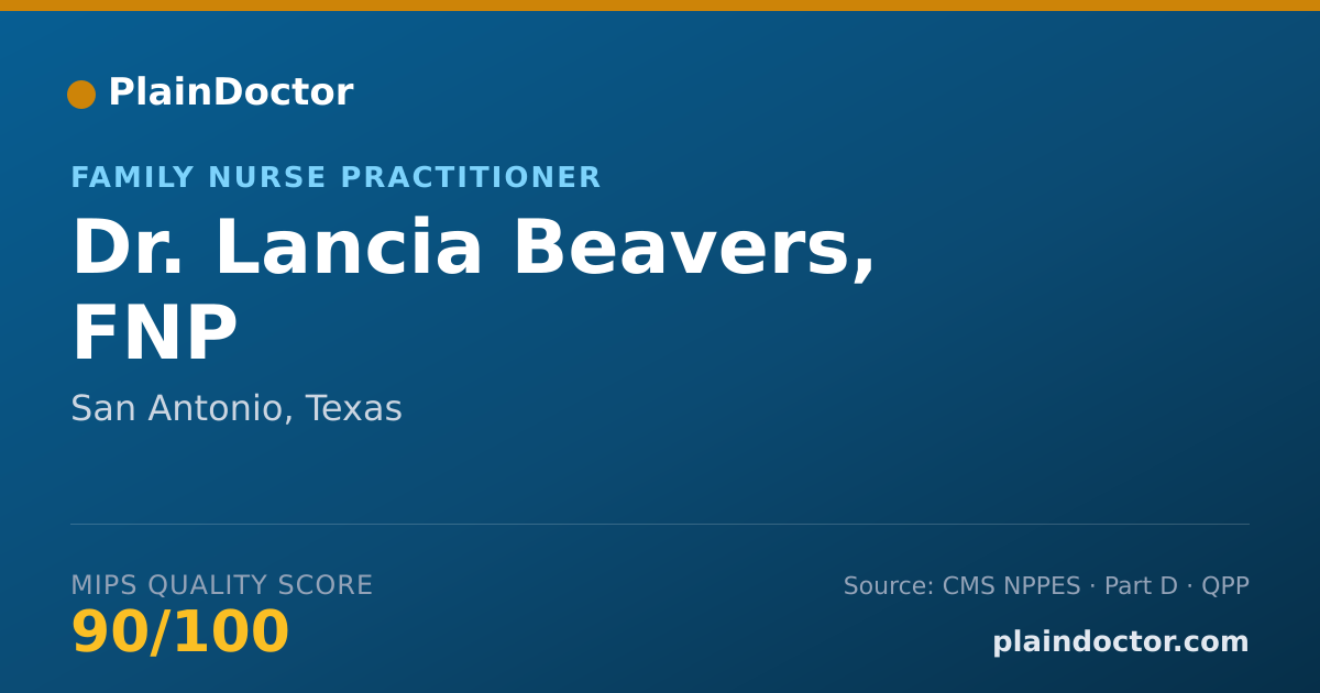 Shareable card for Lancia Beavers, FNP - Family Nurse Practitioner, San Antonio, TX