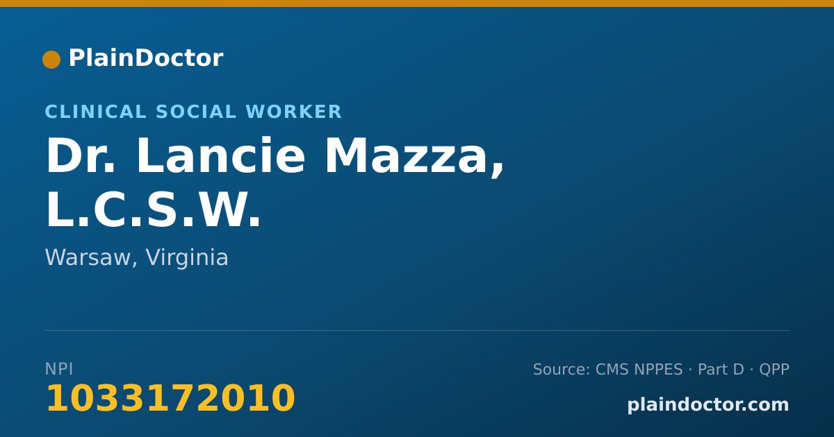 Shareable card for Lancie Mazza, L.C.S.W. - Clinical Social Worker, Warsaw, VA