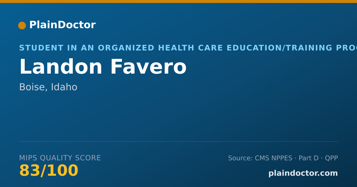 Shareable card for Landon Favero - Student in an Organized Health Care Education/Training Program, Boise, ID