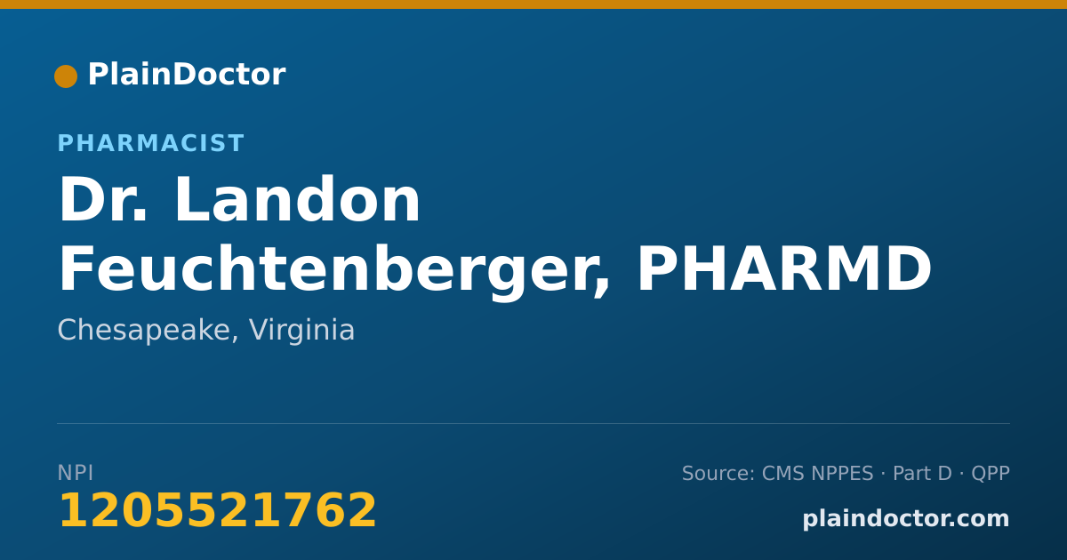 Shareable card for Landon Feuchtenberger, PHARMD - Pharmacist, Chesapeake, VA