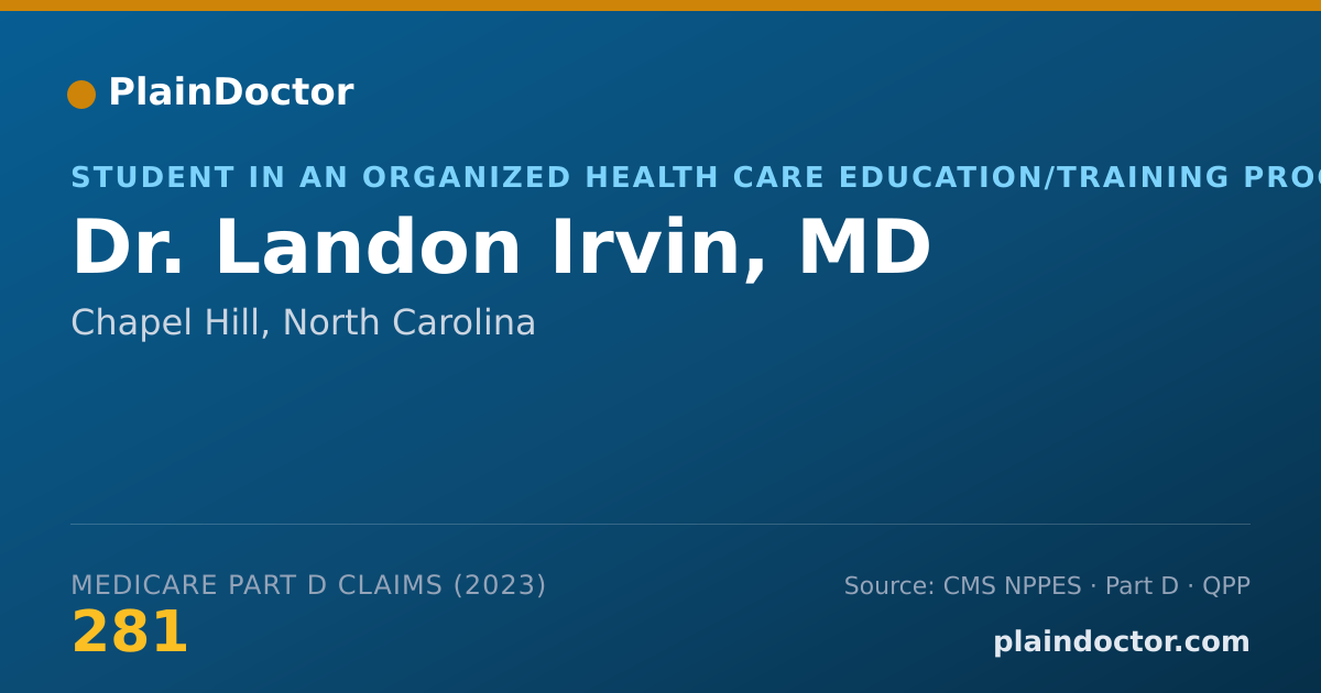 Shareable card for Landon Irvin, MD - Student in an Organized Health Care Education/Training Program, Chapel Hill, NC
