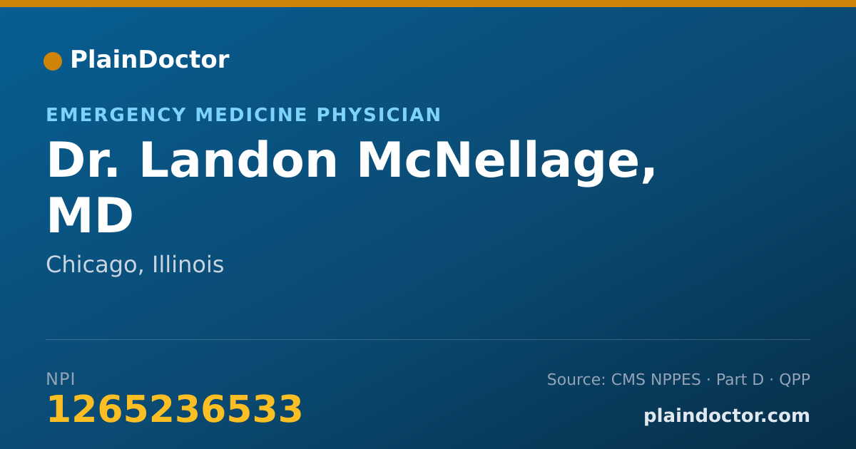 Shareable card for Landon McNellage, MD - Emergency Medicine Physician, Chicago, IL