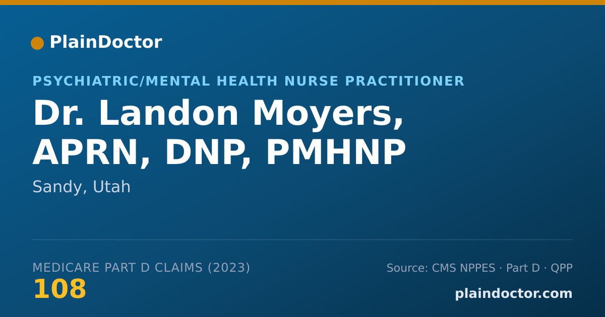 Shareable card for Landon Moyers, APRN, DNP, PMHNP - Psychiatric/Mental Health Nurse Practitioner, Sandy, UT