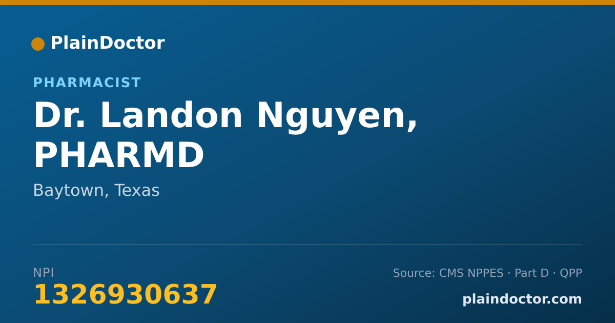 Shareable card for Landon Nguyen, PHARMD - Pharmacist, Baytown, TX