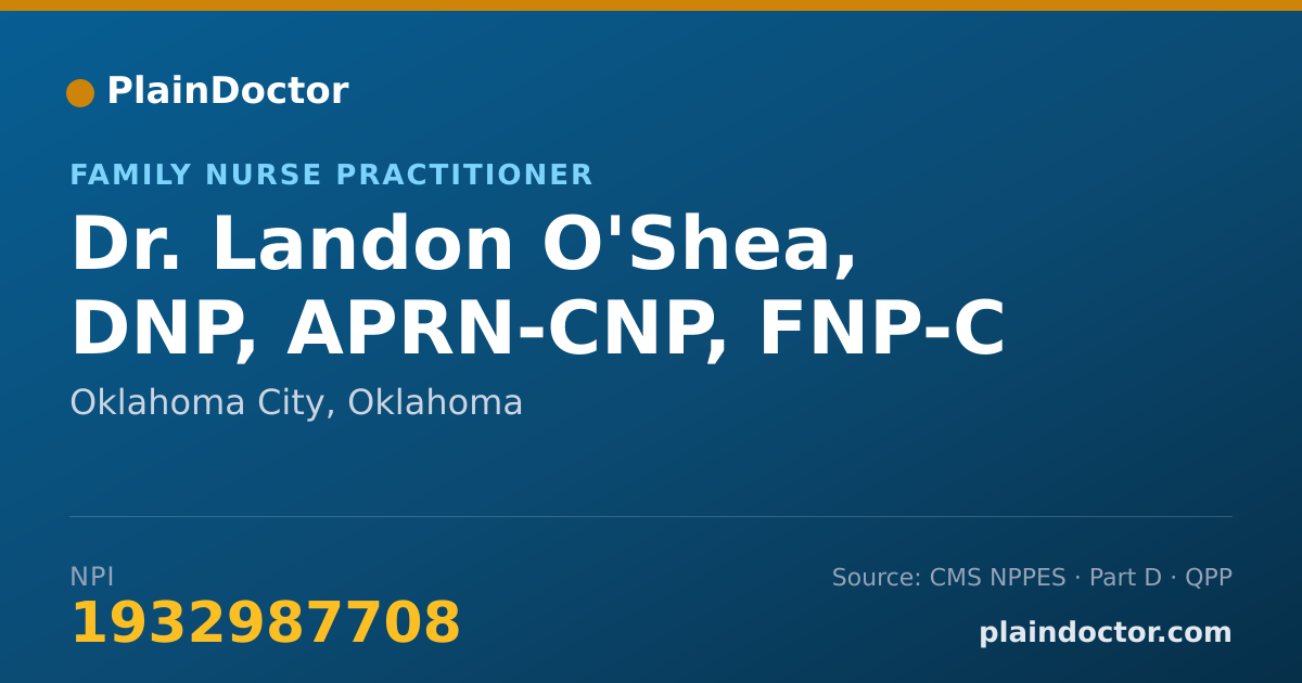 Shareable card for Landon O'Shea, DNP, APRN-CNP, FNP-C - Family Nurse Practitioner, Oklahoma City, OK