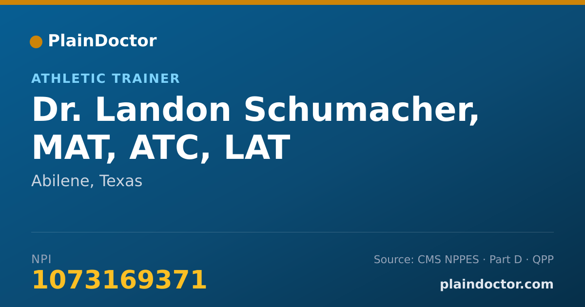 Shareable card for Landon Schumacher, MAT, ATC, LAT - Athletic Trainer, Abilene, TX