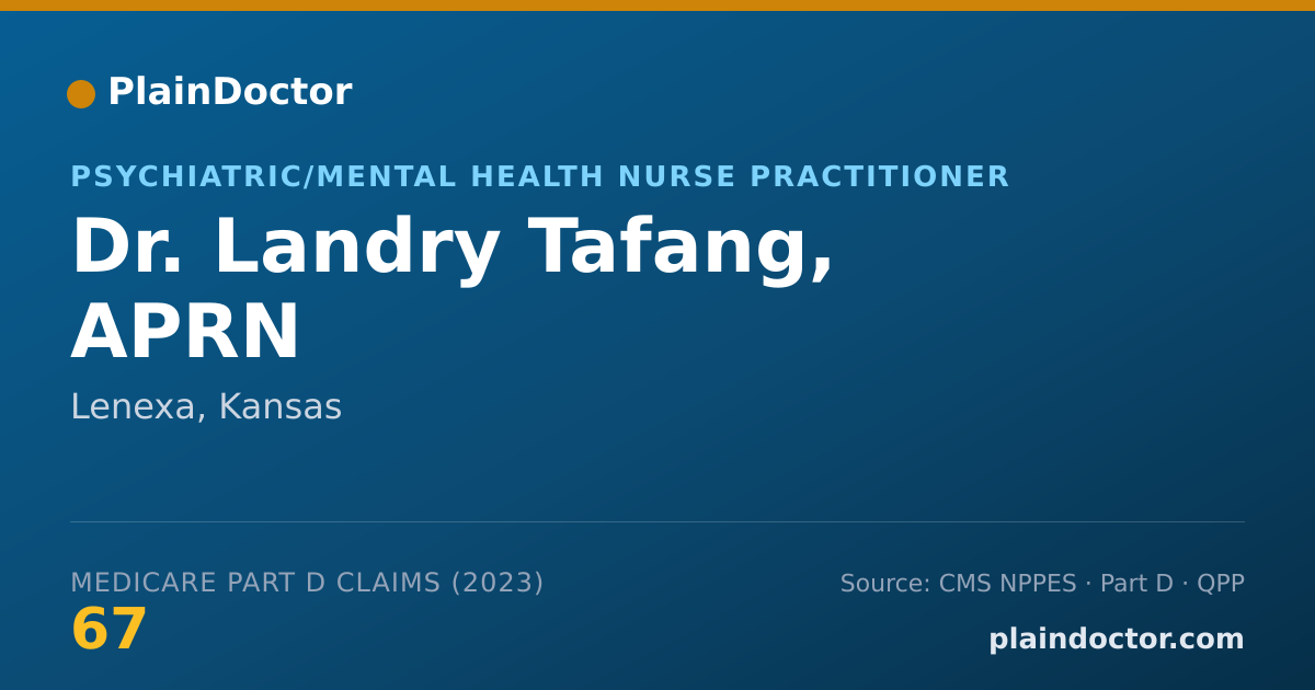 Shareable card for Landry Tafang, APRN - Psychiatric/Mental Health Nurse Practitioner, Lenexa, KS