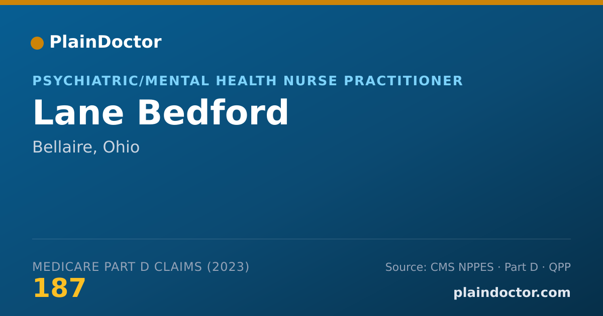 Shareable card for Lane Bedford - Psychiatric/Mental Health Nurse Practitioner, Bellaire, OH