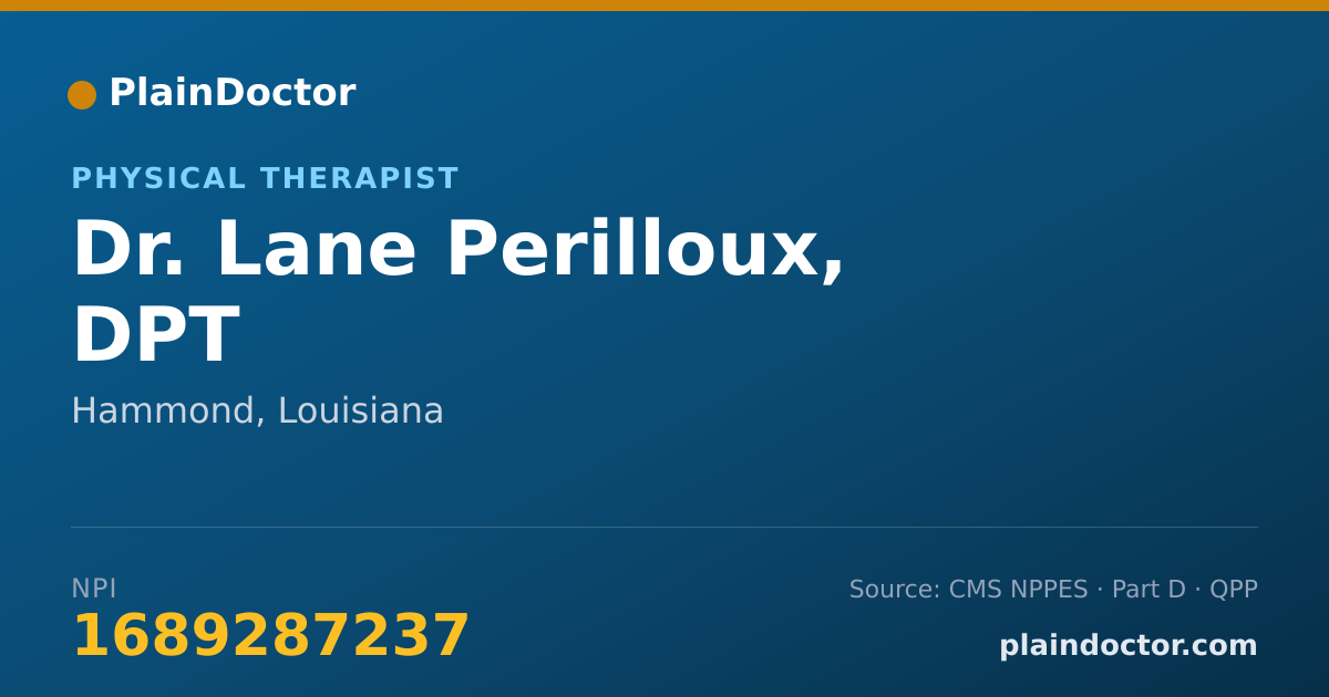 Shareable card for Lane Perilloux, DPT - Physical Therapist, Hammond, LA