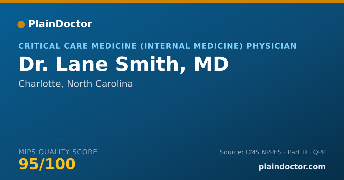 Shareable card for Lane Smith, MD - Critical Care Medicine (Internal Medicine) Physician, Charlotte, NC