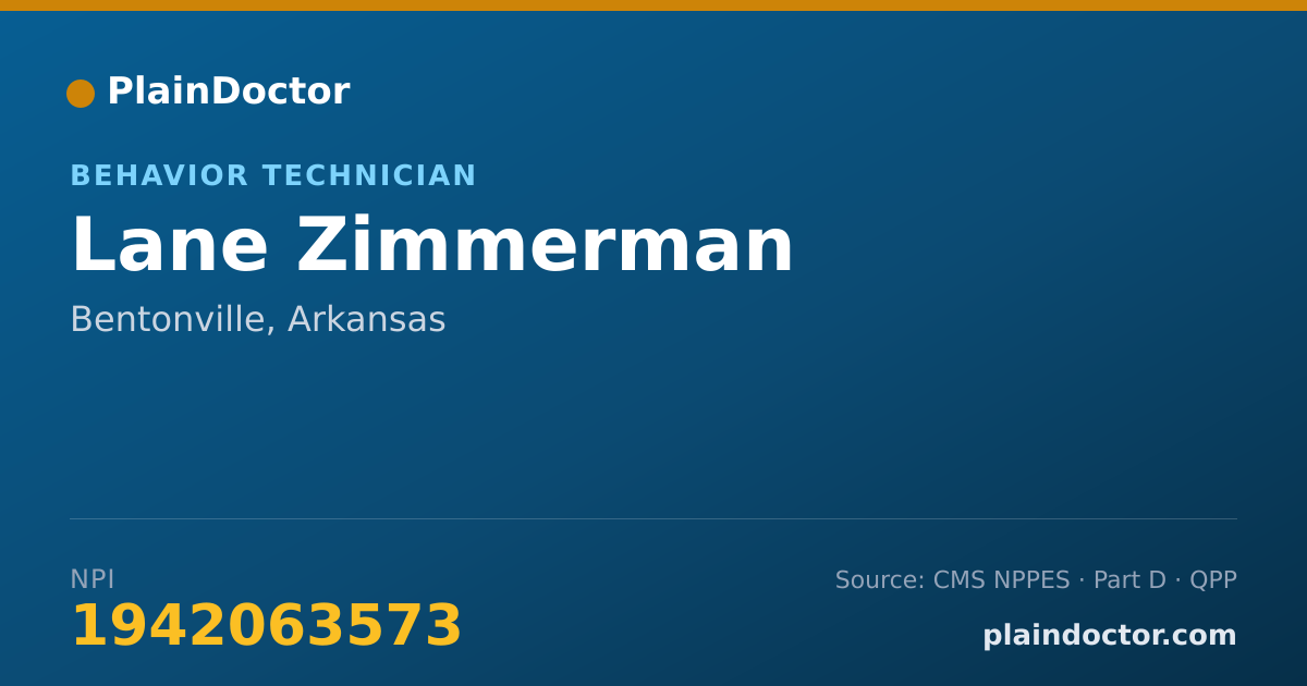 Shareable card for Lane Zimmerman - Behavior Technician, Bentonville, AR