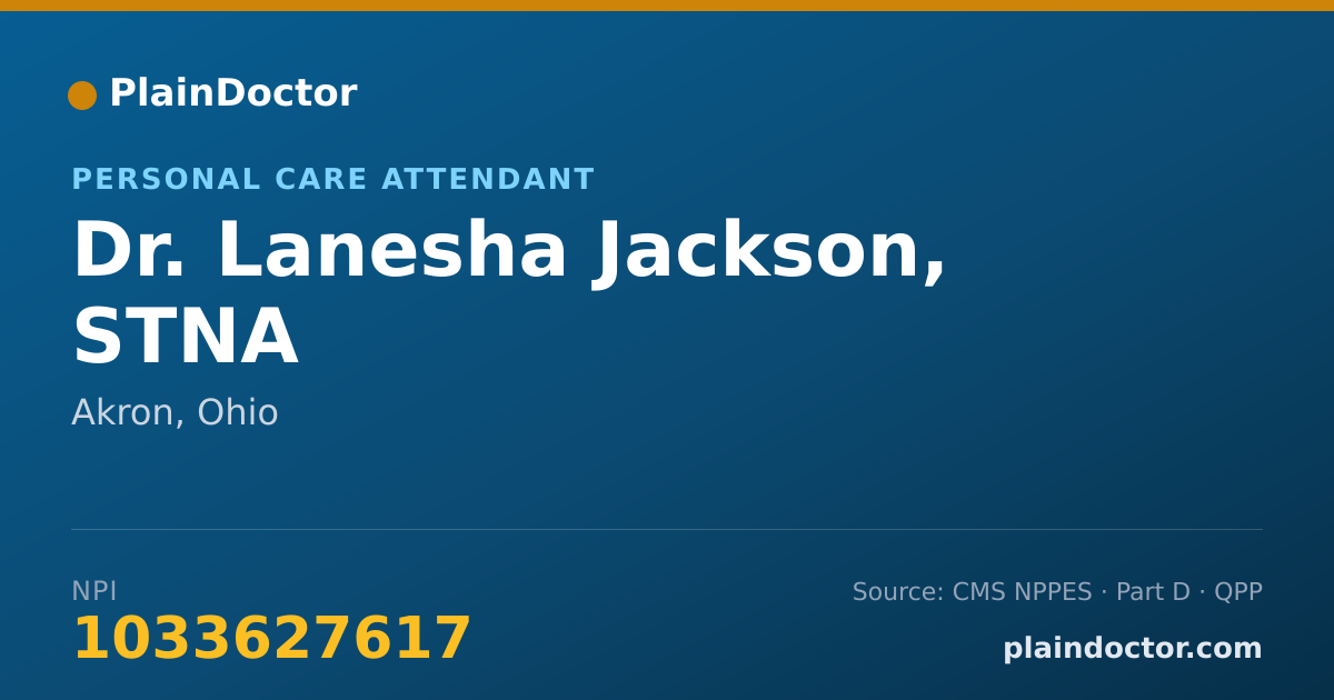 Shareable card for Lanesha Jackson, STNA - Personal Care Attendant, Akron, OH