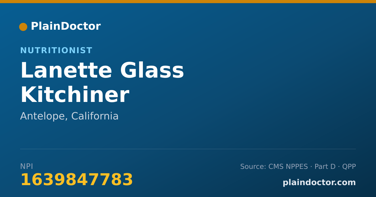 Shareable card for Lanette Glass Kitchiner - Nutritionist, Antelope, CA