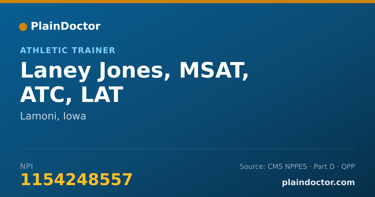 Shareable card for Laney Jones, MSAT, ATC, LAT - Athletic Trainer, Lamoni, IA