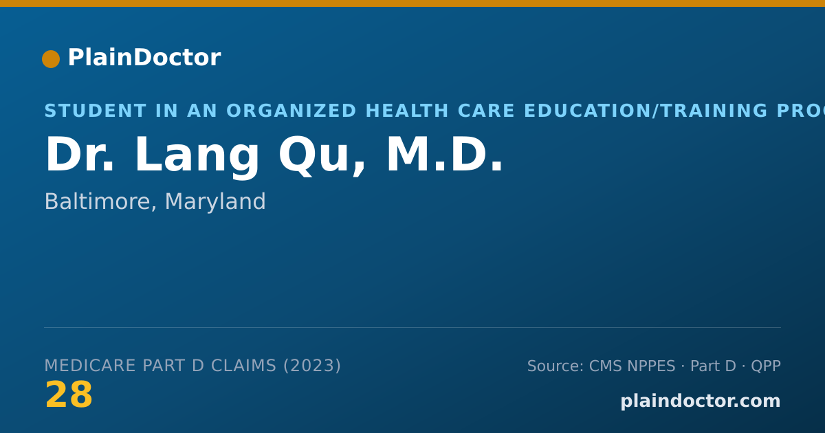 Shareable card for Lang Qu, M.D. - Student in an Organized Health Care Education/Training Program, Baltimore, MD