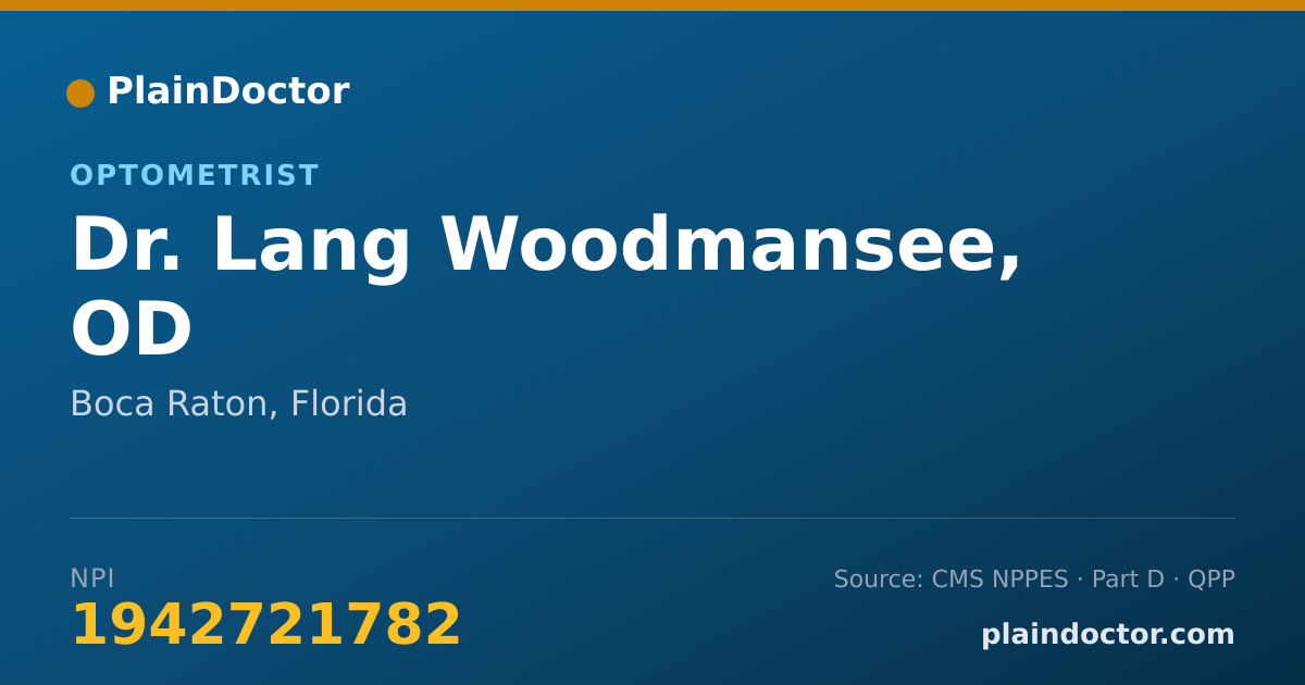 Shareable card for Lang Woodmansee, OD - Optometrist, Boca Raton, FL