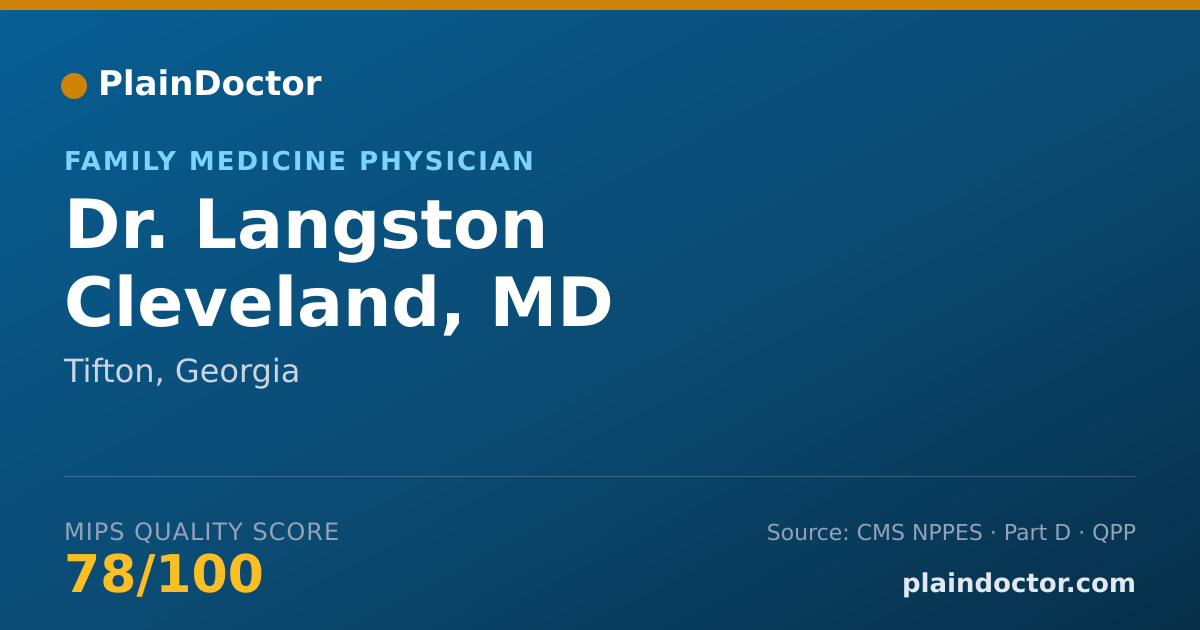 Shareable card for Langston Cleveland, MD - Family Medicine Physician, Tifton, GA
