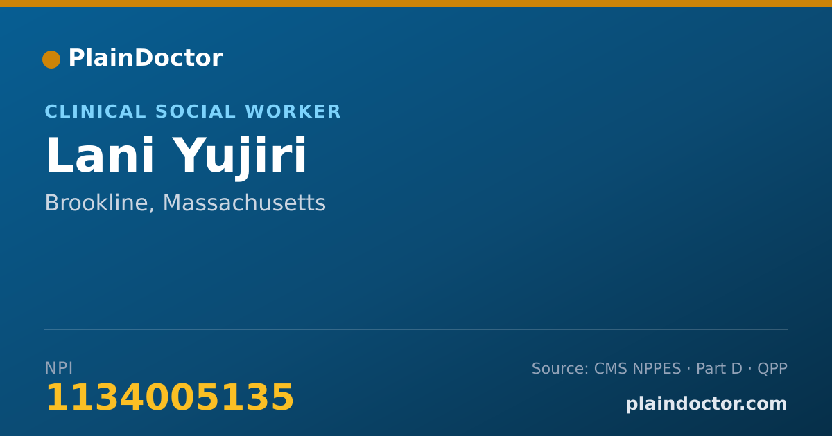 Shareable card for Lani Yujiri - Clinical Social Worker, Brookline, MA