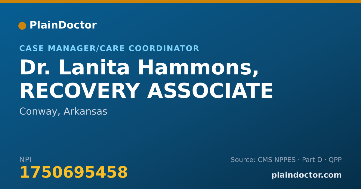 Shareable card for Lanita Hammons, RECOVERY ASSOCIATE - Case Manager/Care Coordinator, Conway, AR