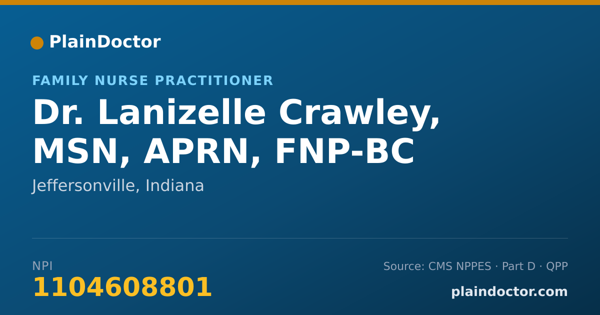 Shareable card for Lanizelle Crawley, MSN, APRN, FNP-BC - Family Nurse Practitioner, Jeffersonville, IN