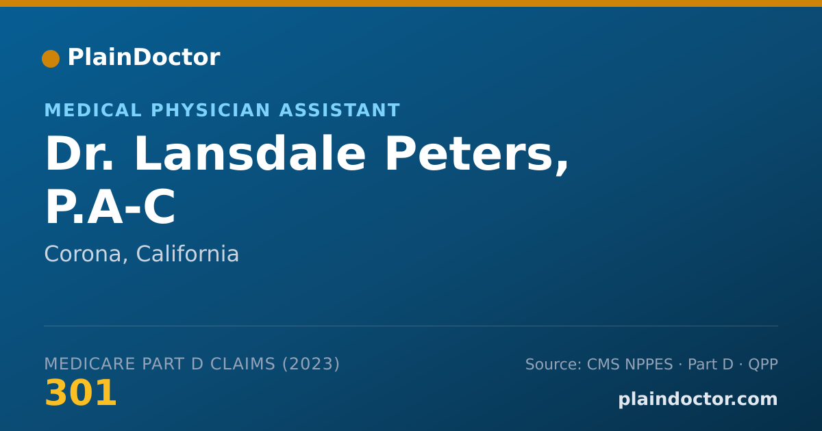 Shareable card for Lansdale Peters, P.A-C - Medical Physician Assistant, Corona, CA