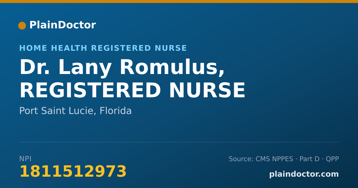 Shareable card for Lany Romulus, REGISTERED NURSE - Home Health Registered Nurse, Port Saint Lucie, FL