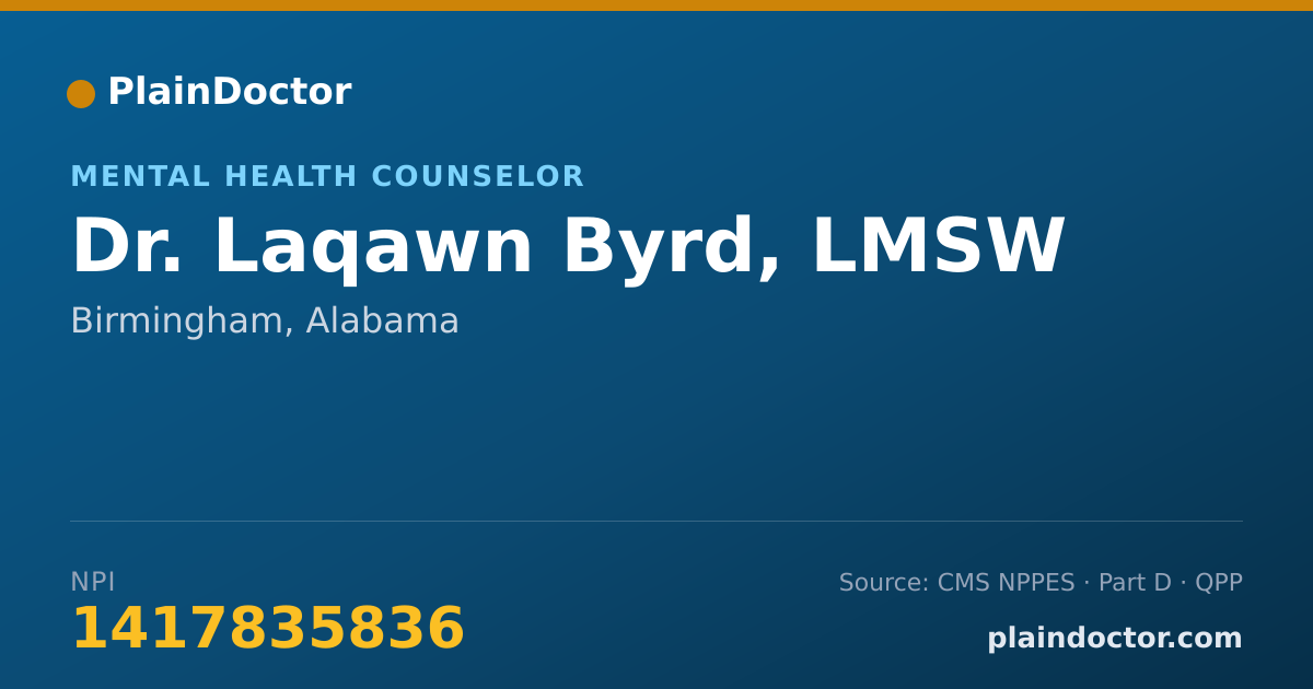 Shareable card for Laqawn Byrd, LMSW - Mental Health Counselor, Birmingham, AL