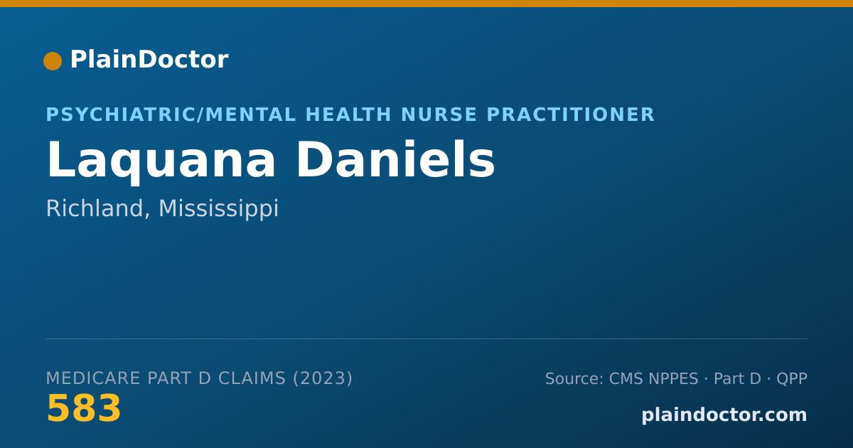 Shareable card for Laquana Daniels - Psychiatric/Mental Health Nurse Practitioner, Richland, MS