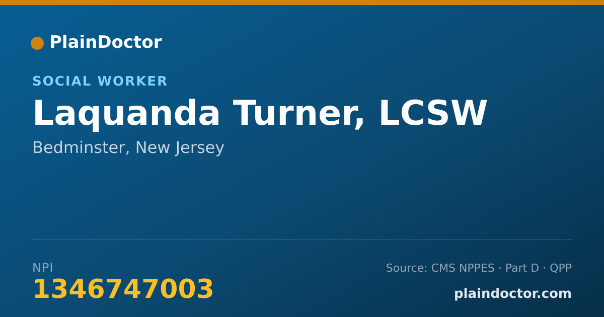 Shareable card for Laquanda Turner, LCSW - Social Worker, Bedminster, NJ