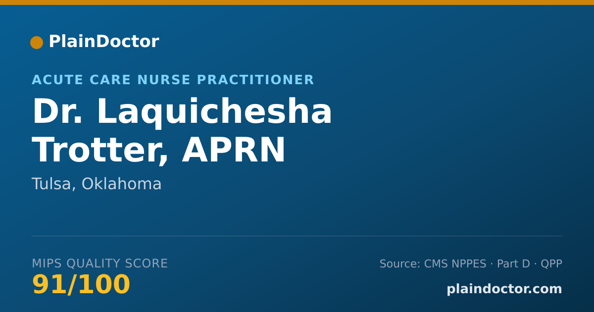 Shareable card for Laquichesha Trotter, APRN - Acute Care Nurse Practitioner, Tulsa, OK
