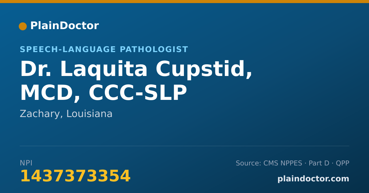 Shareable card for Laquita Cupstid, MCD, CCC-SLP - Speech-Language Pathologist, Zachary, LA