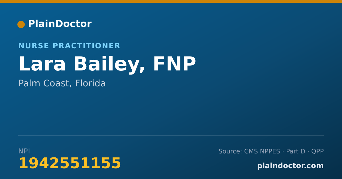 Shareable card for Lara Bailey, FNP - Nurse Practitioner, Palm Coast, FL