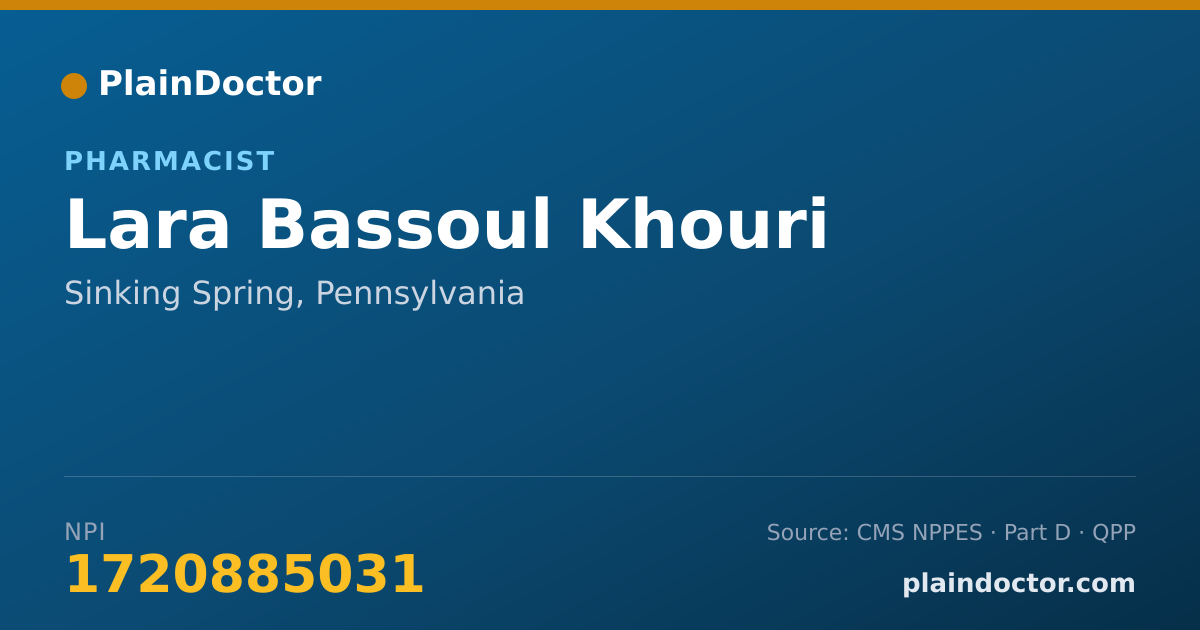 Shareable card for Lara Bassoul Khouri - Pharmacist, Sinking Spring, PA