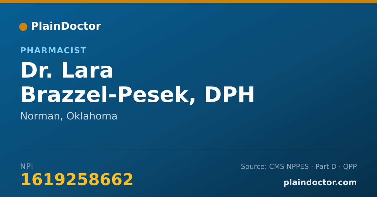 Shareable card for Lara Brazzel-Pesek, DPH - Pharmacist, Norman, OK