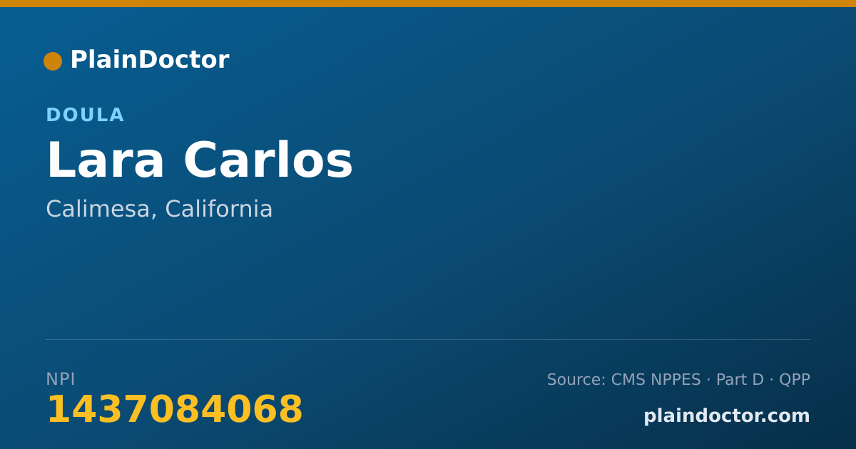 Shareable card for Lara Carlos - Doula, Calimesa, CA
