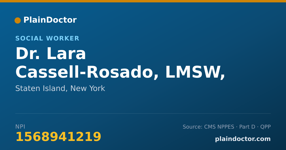Shareable card for Lara Cassell-Rosado, LMSW, LSW - Social Worker, Staten Island, NY