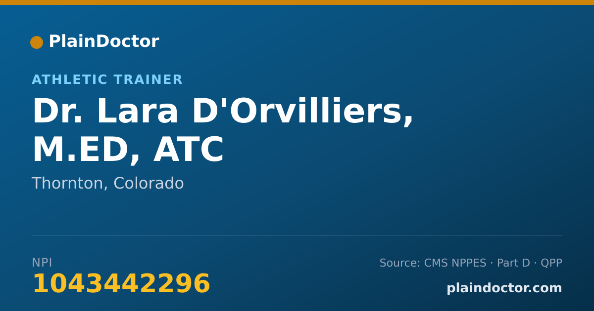 Shareable card for Lara D'Orvilliers, M.ED, ATC - Athletic Trainer, Thornton, CO