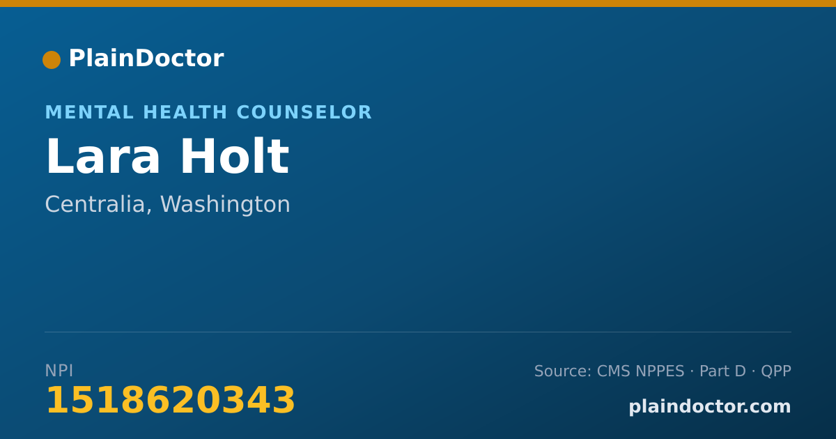 Shareable card for Lara Holt - Mental Health Counselor, Centralia, WA