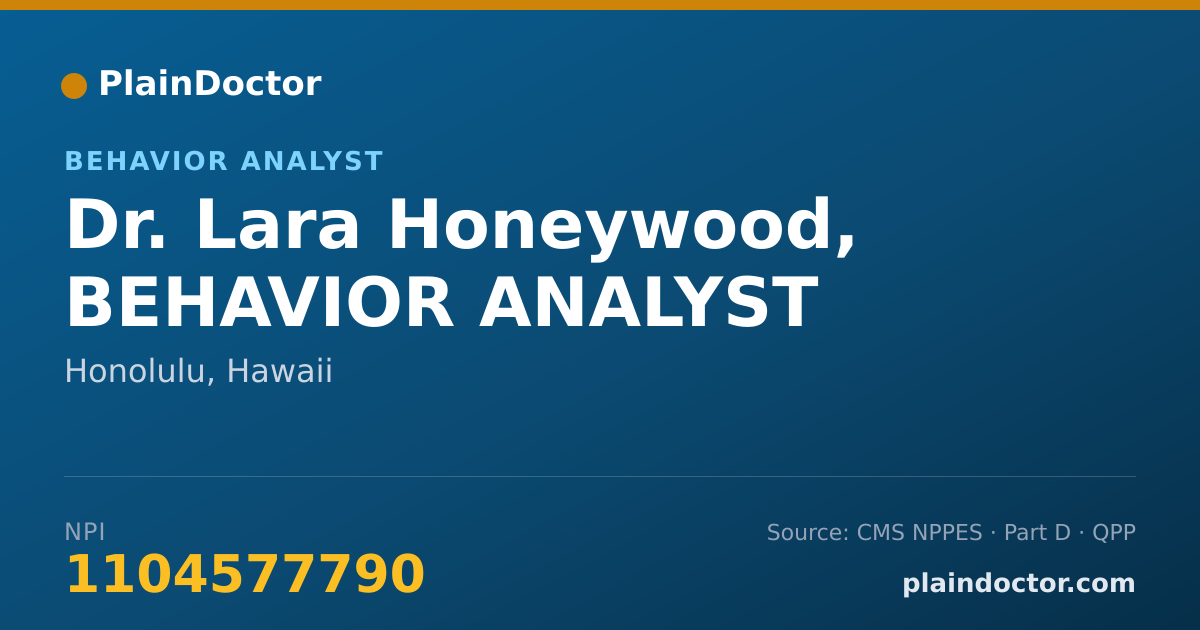 Shareable card for Lara Honeywood, BEHAVIOR ANALYST - Behavior Analyst, Honolulu, HI