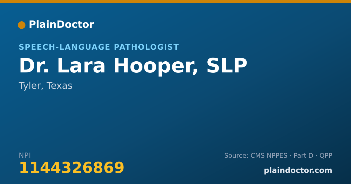 Shareable card for Lara Hooper, SLP - Speech-Language Pathologist, Tyler, TX