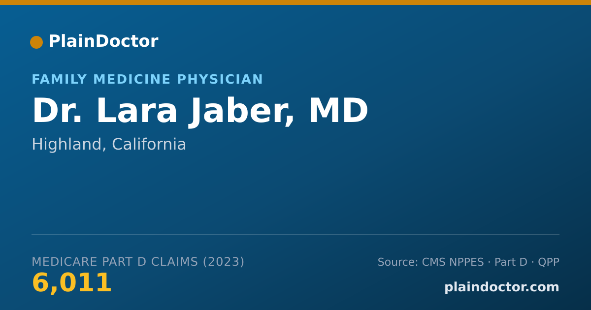 Shareable card for Lara Jaber, MD - Family Medicine Physician, Highland, CA