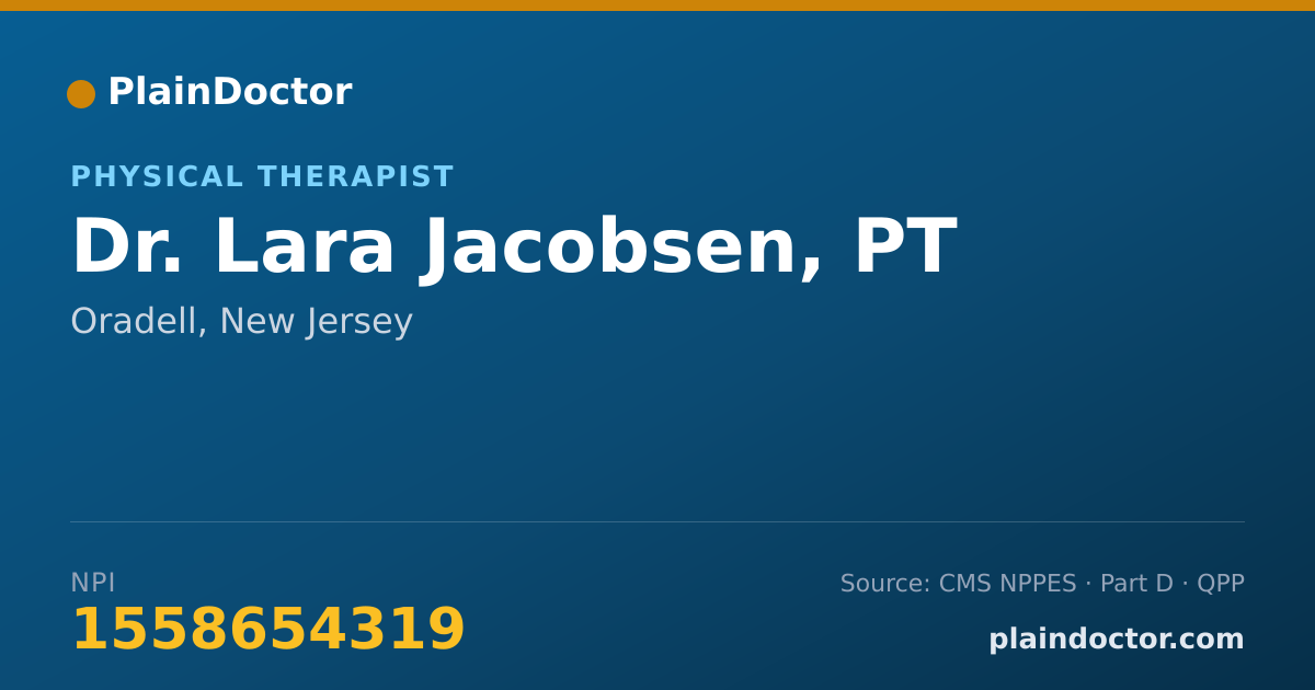 Shareable card for Lara Jacobsen, PT - Physical Therapist, Oradell, NJ