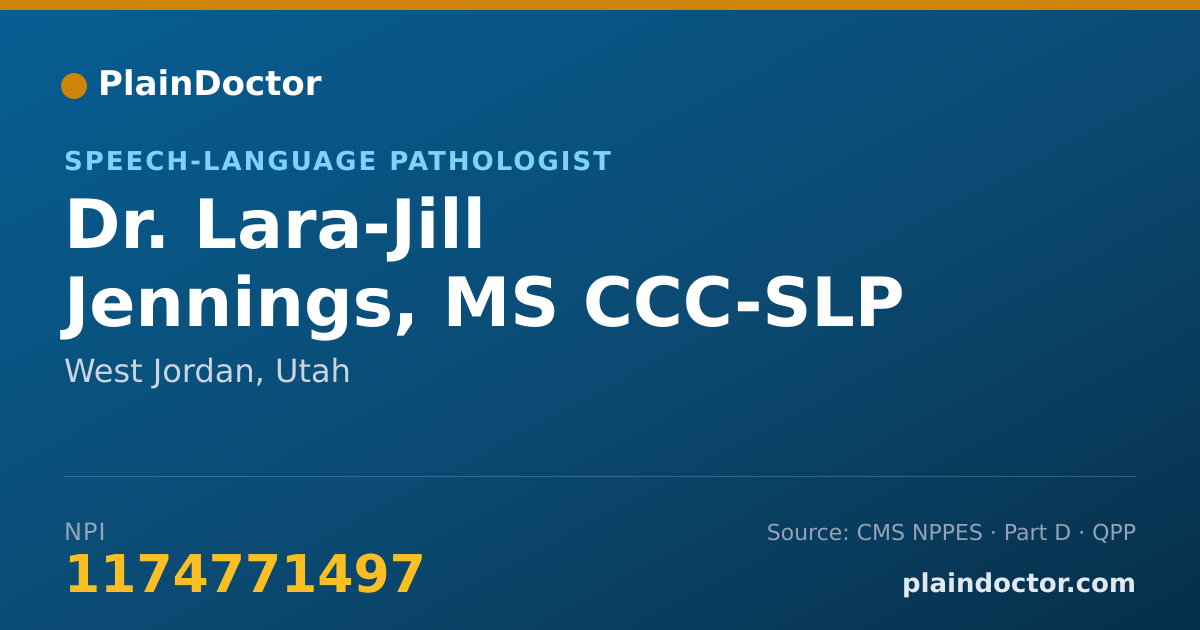 Shareable card for Lara-Jill Jennings, MS CCC-SLP - Speech-Language Pathologist, West Jordan, UT