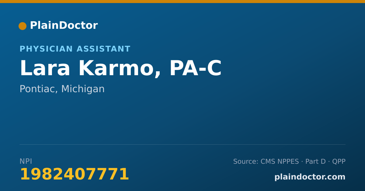 Shareable card for Lara Karmo, PA-C - Physician Assistant, Pontiac, MI