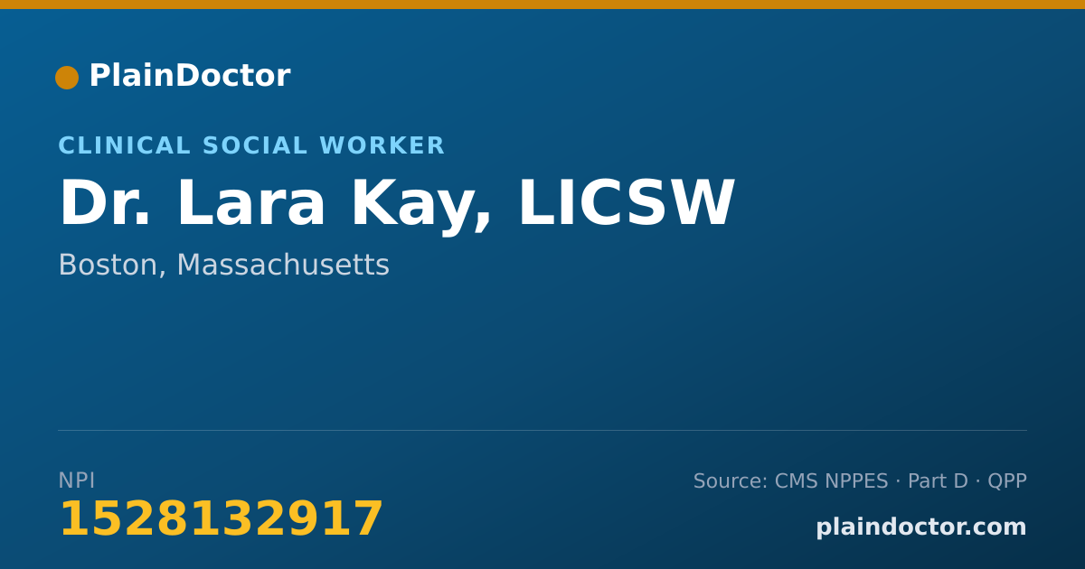 Shareable card for Lara Kay, LICSW - Clinical Social Worker, Boston, MA