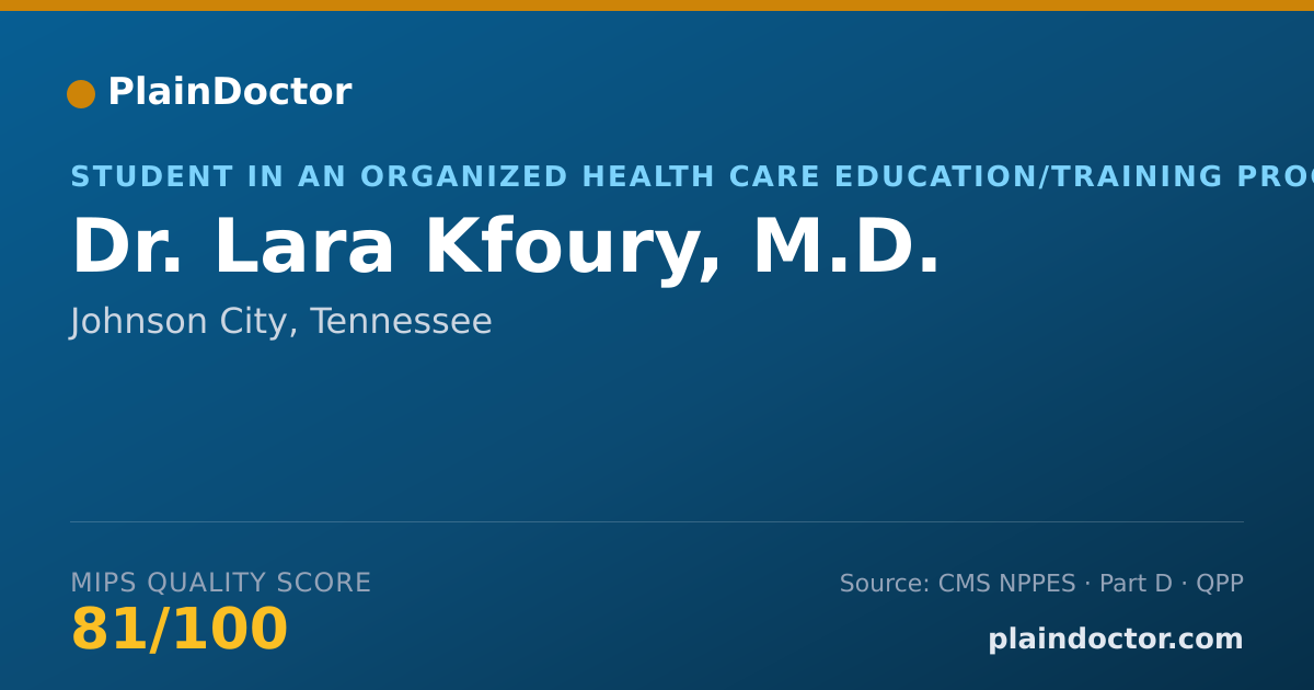 Shareable card for Lara Kfoury, M.D. - Student in an Organized Health Care Education/Training Program, Johnson City, TN