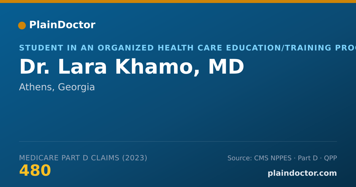 Shareable card for Lara Khamo, MD - Student in an Organized Health Care Education/Training Program, Athens, GA