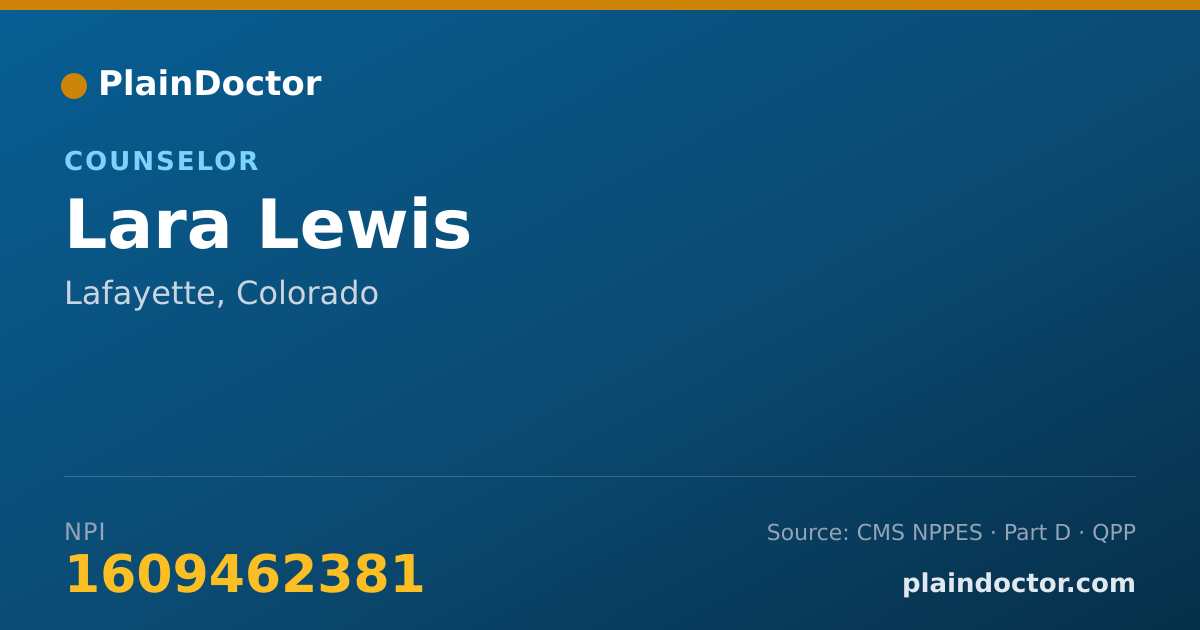 Shareable card for Lara Lewis - Counselor, Lafayette, CO